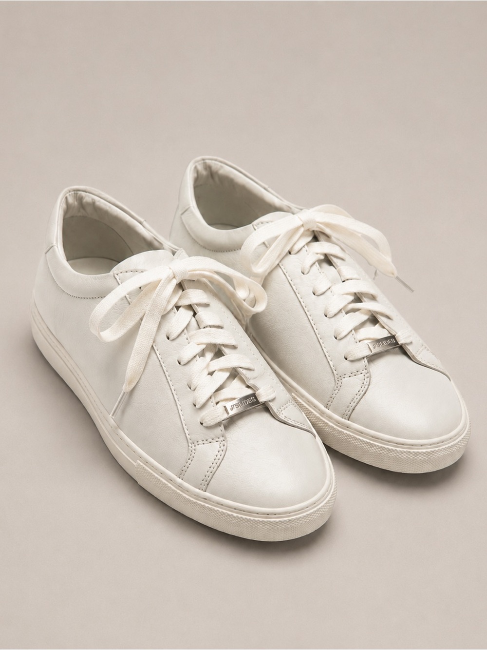 J/Slides White Leather Low Top Sneakers Women’s Size 9